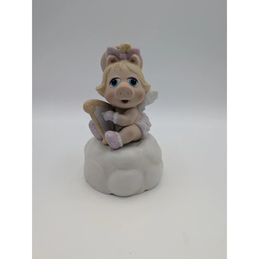 Vintage Muppet Babies Miss Piggy Angel Music Box Brahms Lullaby Tune Enesco 1983
